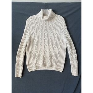 Wainscott Fishermen's Sweater XL Cable Knit Cream 100% Cotton 90's Vintage